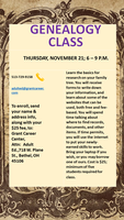 New One-Night Genealogy Class!