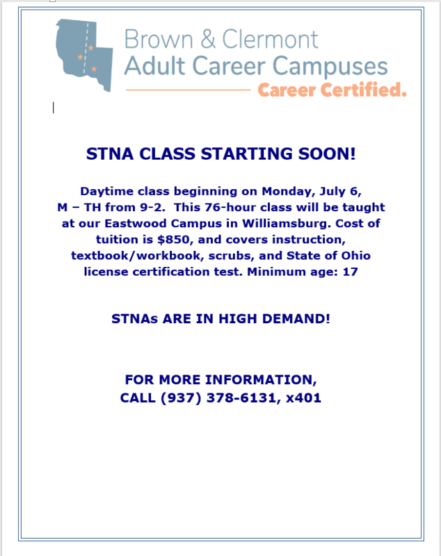 STNA Class Beginning July 6!